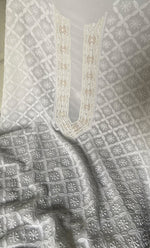 将图像加载到图库查看器中, Lucknowi Handcrafted Viscose Georgette Chikankari Unstitched Men's Kurta Fabric - HONC0322744