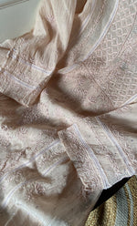 Load image into Gallery viewer, Women's Lakhnavi Handcrafted Maheshwari Mul Chanderi Semi - Stitched Kurta And Dupatta Set- HONC0268493
