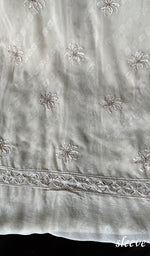 将图像加载到图库查看器中, Saima Women's Lakhnavi Handcrafted Pure Silk Georgette Chikankari  Kurti Fabric - HONC0229271