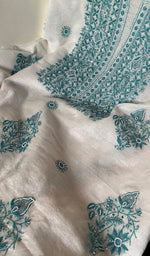 将图像加载到图库查看器中, Women's Lakhnavi Handcrafted Mul Chanderi Unstitched Kurta And Dupatta Set - HONCO278130