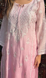 Load image into Gallery viewer, Nafasat Women's Lucknowi Handcrafted Mul Chanderi Chikankari Kurti - HONC0252676