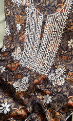 将图像加载到图库查看器中, Women's Lakhnavi Handcrafted Cotton Chikankari Unstitched Kurti Fabric - HONC0315325