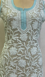 将图像加载到图库查看器中, Women's Lucknowi Handcrafted Faux-Georgette Chikankari Top - H0NC0140409