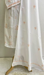 Load image into Gallery viewer, Adrita Women's Lakhnavi Handcrafted Cotton Chikankari Semi Stitched Kurta And Dupatta Set- HONC0152349