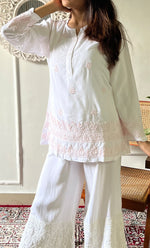 Load image into Gallery viewer, Women's Lakhnavi Handcrafted Modal Cotton Chikankari Top - HONC03088020