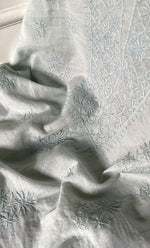 Load image into Gallery viewer, Women's Lakhnavi Handcrafted Mul Chanderi Unstitched Chikankari Full Suit Material - HONC0319538