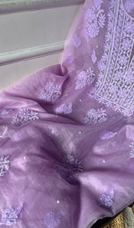 将图像加载到图库查看器中, Women's Lakhnavi Handcrafted Organza Chikankari Unstitched Full Suit Material - HONC0271209