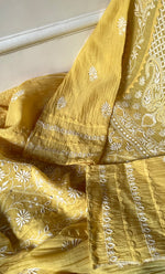 Load image into Gallery viewer, Women's Lakhnavi Handcrafted Mul Chanderi Semi - stitched Kurta And Dupatta Set- HONC0282405