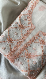 Load image into Gallery viewer, Shirin Women's Lakhnavi Handcrafted Mul Chanderi Unstitched Kurta And Dupatta Set - HONC0253637