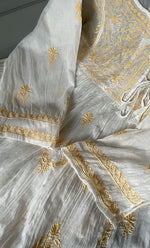 Load image into Gallery viewer, Women's Lakhnavi Handcrafted Mul Chanderi Semi - Stitched Angrakha And Dupatta Set - HONC0303234