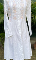 将图像加载到图库查看器中, Niyat Women's Lucknowi Handcrafted Cotton Chikankari Long Dress - HONC0303761