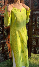 将图像加载到图库查看器中, Masooma Women's Lucknowi Handcrafted Chanderi Silk Chikankari Kurti - HONC0257299