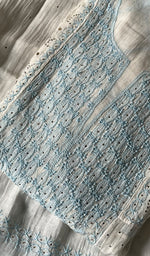 Load image into Gallery viewer, Kashish Women's Lakhnavi Handcrafted Mul Chanderi Chikankari Semi - Stitched Kurta Dupatta Set - HONC0252784