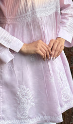 Load image into Gallery viewer, Women's Lakhnavi Handcrafted Chanderi Silk Chikankari Top - HONC0261126