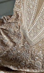 将图像加载到图库查看器中, Women's Lakhnavi Handcrafted Pure Silk Georgette Chikankari Kurta And Dupatta Set - HONC0291000