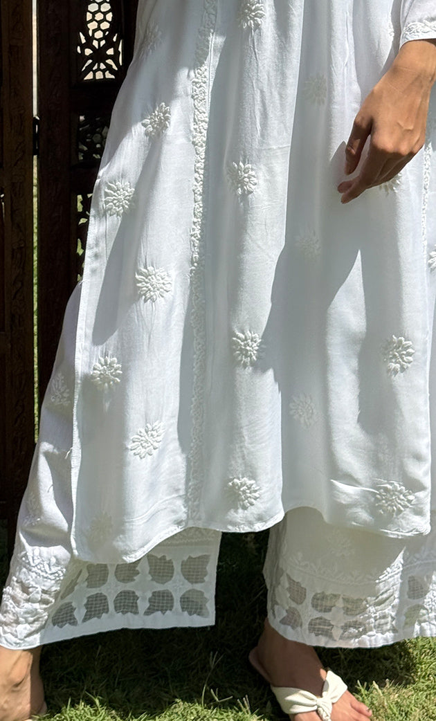Women's Lucknowi Handcrafted Cotton Chikankari Palazzo - HONC0281479