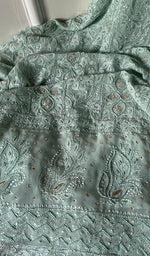 Load image into Gallery viewer, Women's Lakhnavi Handcrafted Viscose Georgette Unstitched Chikankari Full Suit Material - HONC0267300