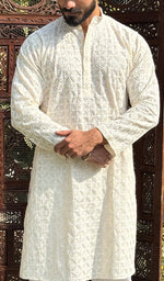 Load image into Gallery viewer, Men's Faux-Georgette Hakoba Kurta - HONC0266683