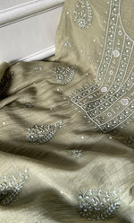 Load image into Gallery viewer, Women's Lakhnavi Handcrafted Mul Chanderi UnStitched Kurta And Dupatta Set - HONC0310811