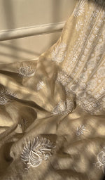 Load image into Gallery viewer, Women's Lakhnavi Handcrafted Tissue Chanderi Unstitched Kurta And Dupatta Set - HONC0284699