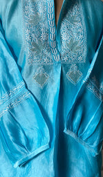 Load image into Gallery viewer, Afifa Women's Lakhnavi Handcrafted Chanderi Silk Chikankari Top And Pant Set - HONC0271700