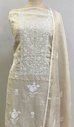 Load image into Gallery viewer, Women's Lakhnavi Handcrafted Tissue Chanderi Chikankari Kurta Dupatta Set - HONC0222545