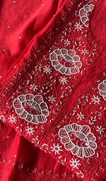 Load image into Gallery viewer, Women's Lakhnavi Handcrafted Mul Chanderi Semi - Stitched Kurta And Dupatta Set - HONC0246420