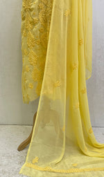 Load image into Gallery viewer, Women's Lucknowi Handcrafted Faux-Georgette Chikankari Suit Material- HONC0154327