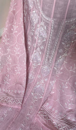 Load image into Gallery viewer, Laiba Women's Lakhnavi Handcrafted Mul Chanderi Semi - Stitched Anarkali And Dupatta Set - HONC0275206