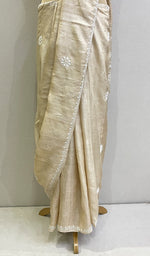 Load image into Gallery viewer, Women&#39;s Lakhnavi Handcrafted Tussar Silk Chikankari Saree - HONC0191512
