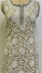 Load image into Gallery viewer, Women's Lucknowi Handcrafted Faux-Georgette Chikankari Top- HONC0140438
