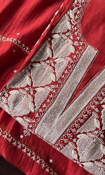 将图像加载到图库查看器中, Mehar Women's Lakhnavi Handcrafted Mul Chanderi Semi - Stitched Kurta And Dupatta Set - HONC0312363