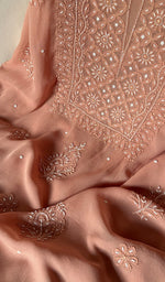 Load image into Gallery viewer, Women's Lakhnavi Handcrafted Viscose Georgette Chikankari Full Suit Material - HONC0267751