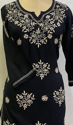 将图像加载到图库查看器中, Women's Lakhnavi Handcrafted Modal Cotton Chikankari Top -HONC0159359