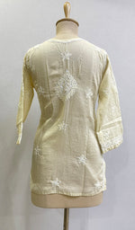 Load image into Gallery viewer, Women's Lucknowi Handcrafted White Cotton Chikankari Top - HONC0165253
