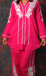 Load image into Gallery viewer, khayal Women's Lakhnavi Handcrafted Cotton Chikankari Kurti And Plazzo Set - HONC0323907