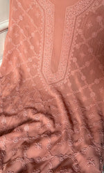 将图像加载到图库查看器中, Lucknowi Handcrafted Viscose Georgette Chikankari Unstitched Men's Kurta Fabric - HONC0282443