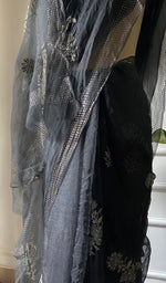 Load image into Gallery viewer, Women's Lucknowi Handcrafted Pure Organza Silk Chikankari Saree - HONC0286698