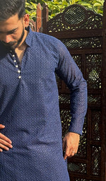 Load image into Gallery viewer, Men's Faux-Georgette Hakoba Kurta - HONC0261827