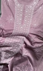 将图像加载到图库查看器中, Women's Lakhnavi Handcrafted Cotton Chikankari Unstitched Kurti Fabric - HONC0313490