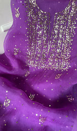 将图像加载到图库查看器中, Marifa Women's Lakhnavi Handcrafted Pure Organza Chikankari Unstitched Kurta And Dupatta Set- HONC0296141
