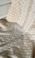 Load image into Gallery viewer, Lucknowi Handcrafted Munga Silk Chikankari Unstitched Unisex Kurta Fabric - HONC0319976
