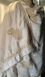 Load image into Gallery viewer, Women's Lakhnavi Handcrafted Munga Silk Chikankari Dupatta - HONC0180059