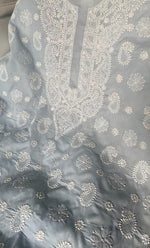 将图像加载到图库查看器中, Women's Lakhnavi Handcrafted Cotton Chikankari Unstitched Kurti Fabric - HONC0318477
