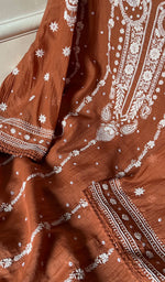 将图像加载到图库查看器中, Hana Women's Lakhnavi Handcrafted Mul Chanderi Semi - Stitched Kurta And Dupatta Set - HONC0290060