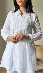 Load image into Gallery viewer, Women's Lakhnavi Handcrafted Cotton Chikankari Short Kurta And Palazzo Set - HONC0290417