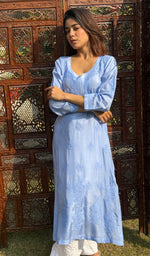 Load image into Gallery viewer, Women's Lucknowi Handcrafted Muslin Chikankari Kurti - HONC0180974
