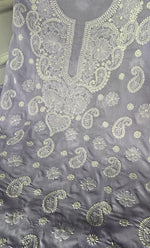 将图像加载到图库查看器中, Women's Lakhnavi Handcrafted Cotton Chikankari Unstitched Kurti Fabric - HONC0318490