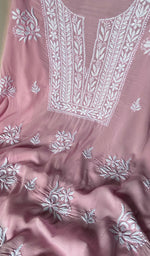 将图像加载到图库查看器中, Simran Women's Lakhnavi Handcrafted Modal Cotton Chikankari Unstitched Kurti Fabric - HONC0261077