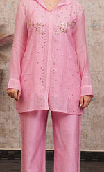 将图像加载到图库查看器中, Women's Lucknowi Handcrafted Mul Chanderi Stitched Chikankari Kurta And Plazzo Set- HONC03185720